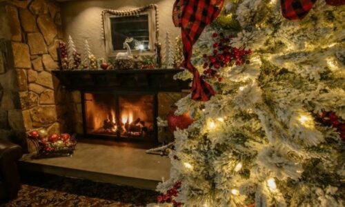 Lodge Lobby decorated for the holidays