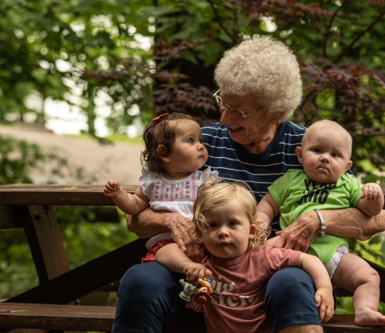 Grandmother with three grandkids