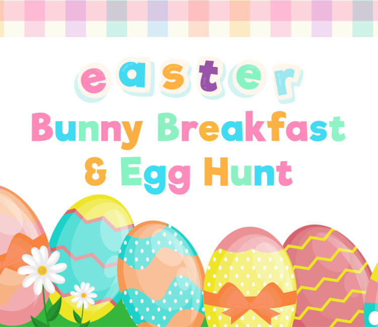 Easter bunny breakfast and egg hunt flyer