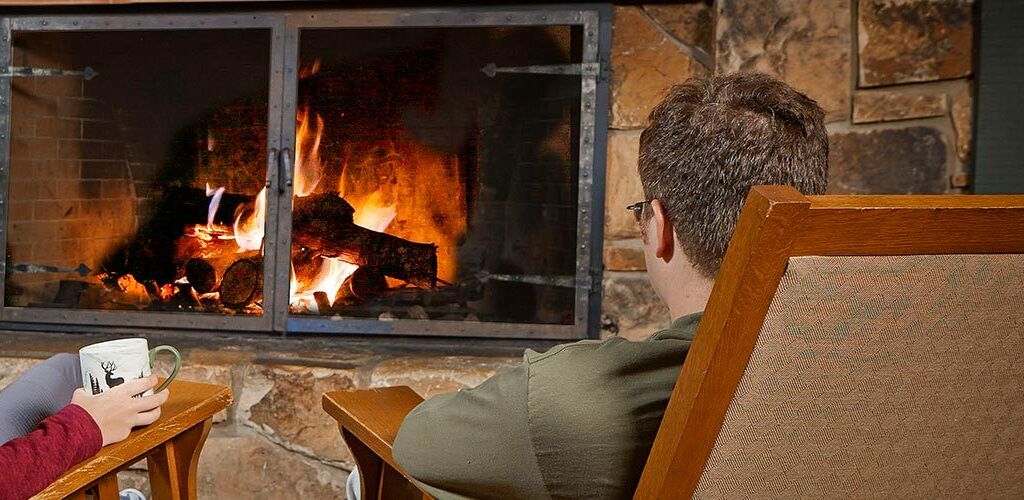 Couple around a firepit
