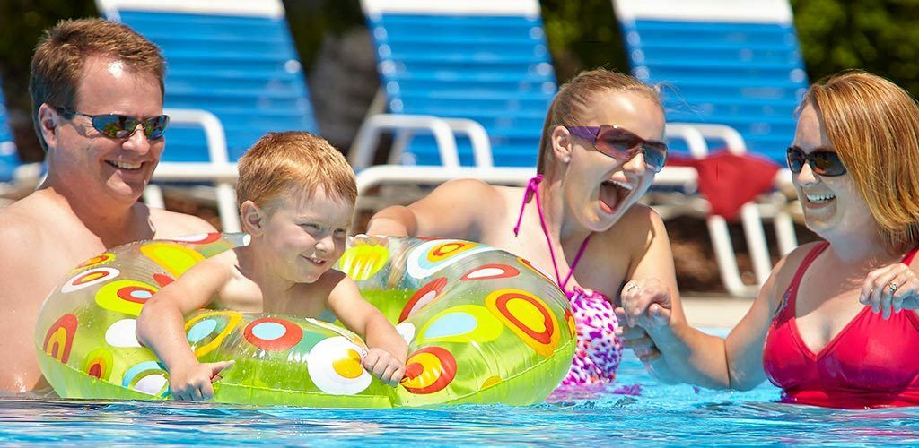 Family at the pool